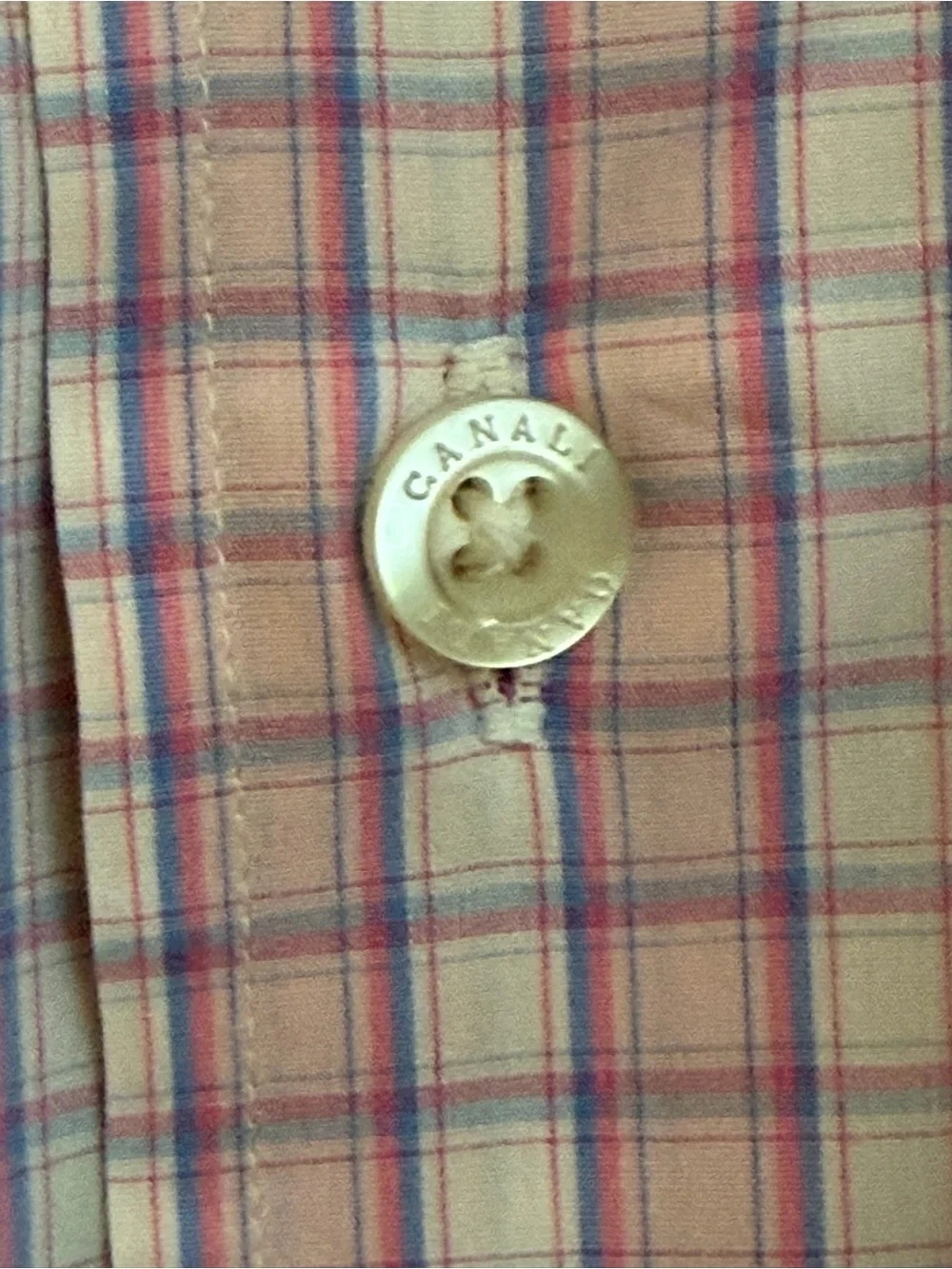 CANALI Pink and Blue Windowpane Plaid Dress Shirt